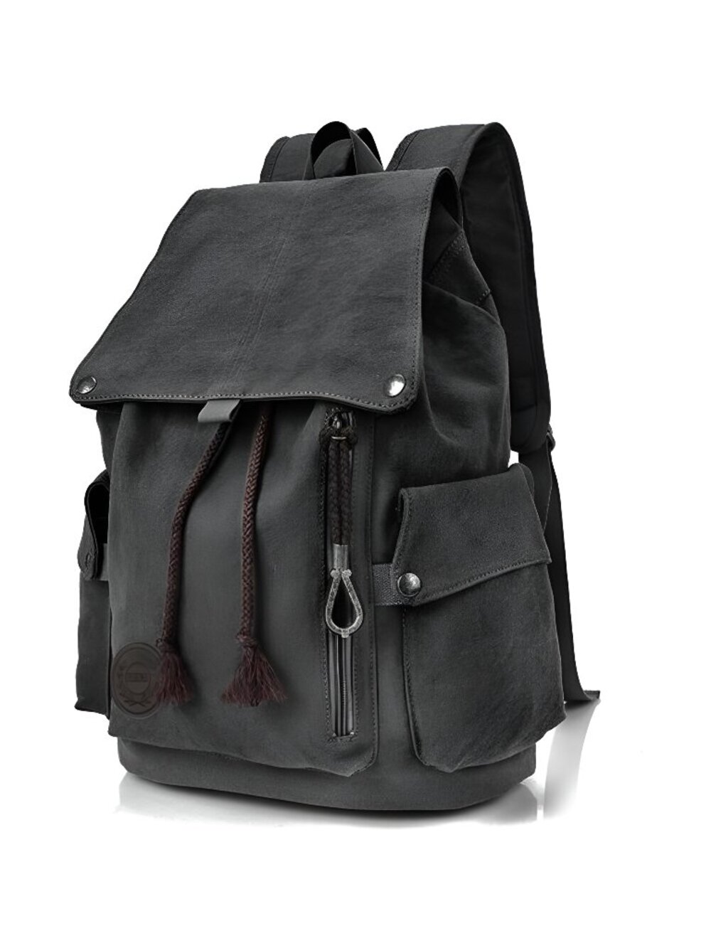 Canvas Backpack Vintage Backpack Black Daypack for Men Women Laptop Travel